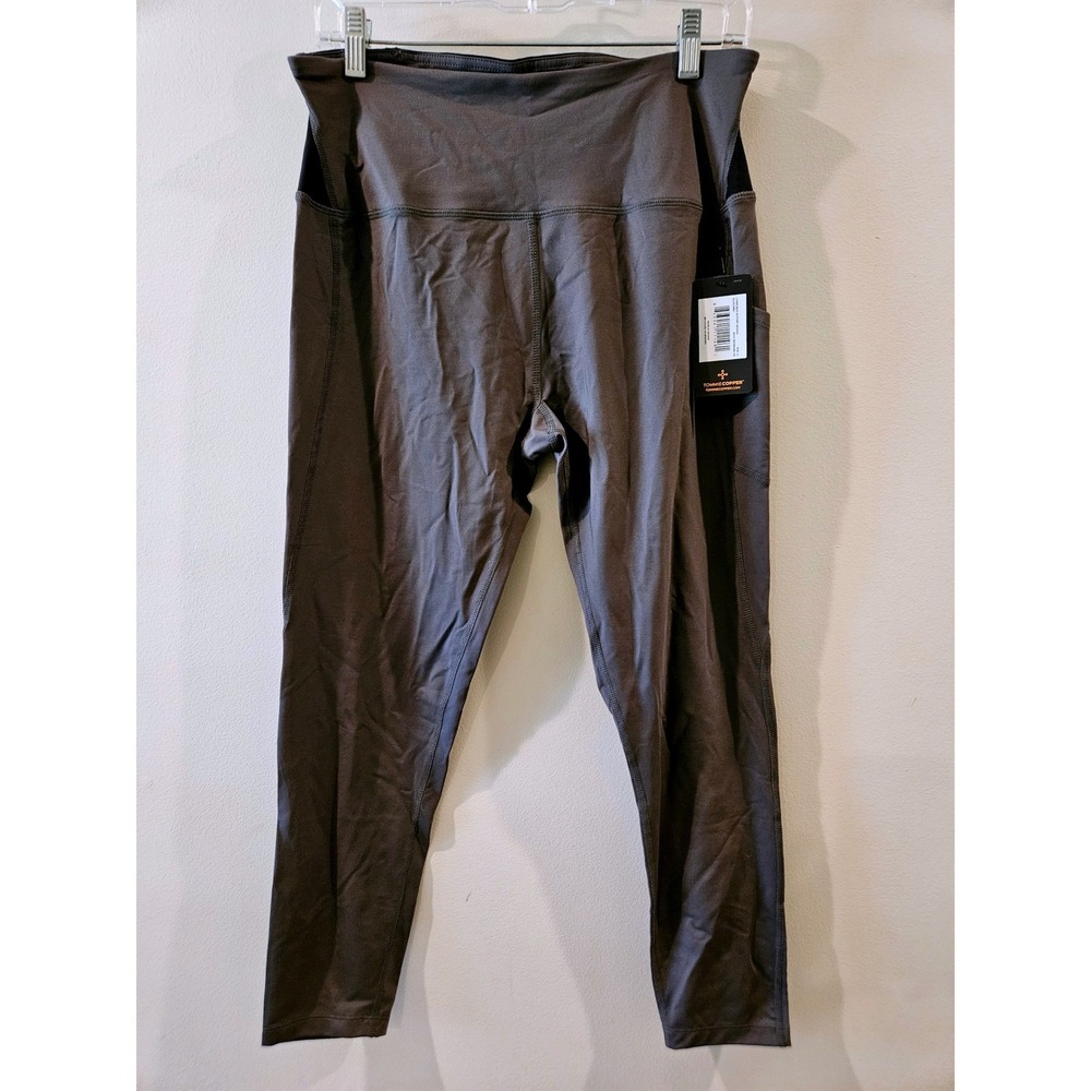 Tommie Copper Lower Back Support Leggings Slate Grey XL Compression Pocket New